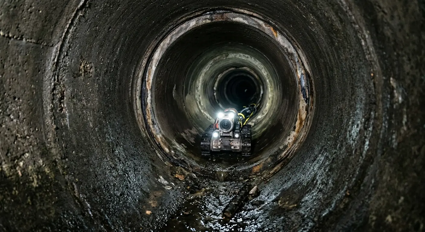 Robotic sewer camera inspecting pipe interior for Sewer Line Repair in Old Bridge